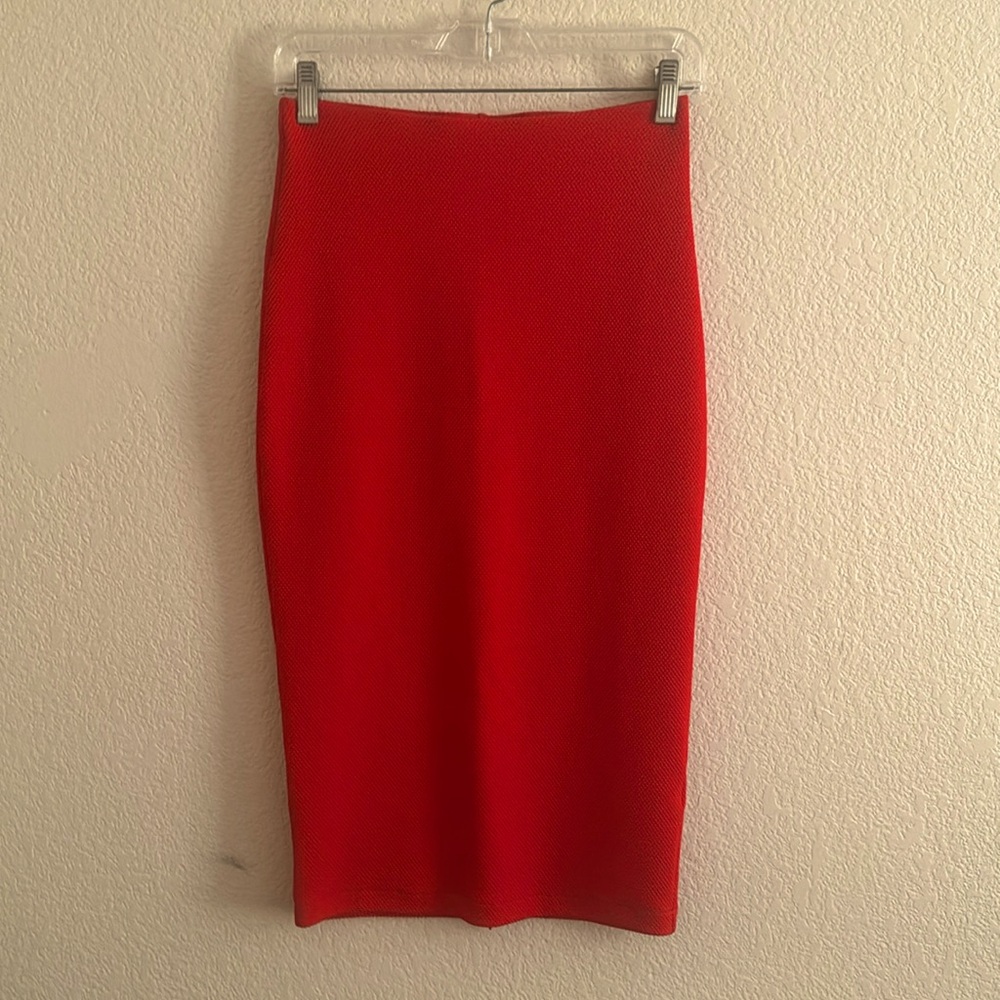 Textured Midi Pencil Skirt